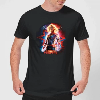 Image of Captain Marvel Poster Mens T-Shirt - Black - 5XL
