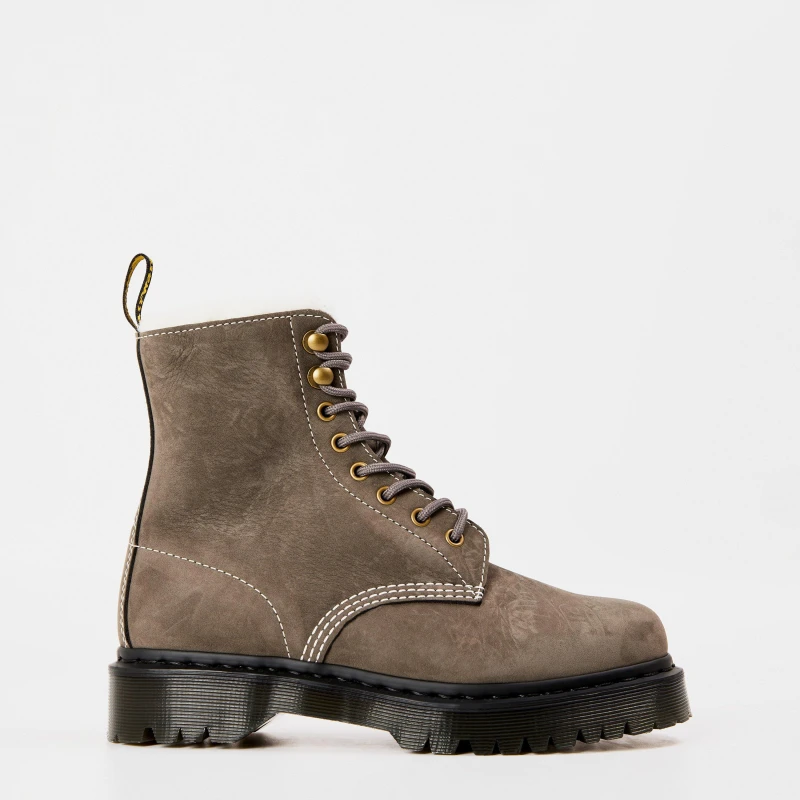 Image of Dr Martens 1460 Serena Fur Lined Boots Gunmetal Nubuck female 5 (38)