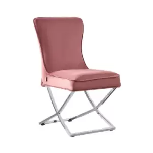 Image of Trafalgar Lux Velvet Dining Chair - Pink - Single Dinette Chair