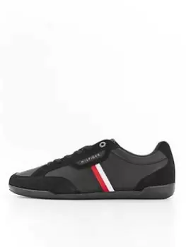 Image of Tommy Hilfiger Corporate Mix Leather Trainers, Black, Size 7, Men