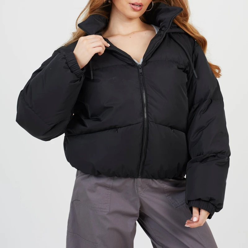 Image of Brave Soul Womens Oversized Fit Short Puffer Jacket Black female 12 (M)