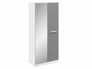 Image of Harmony Moritz Grey High Gloss and White 2 Door 1 Mirror Double Wardrobe Flat Packed