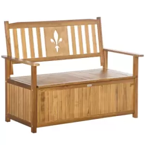 Image of Outsunny 2 Seater Wood Garden Storage Bench Outdoor Storage Box Natural