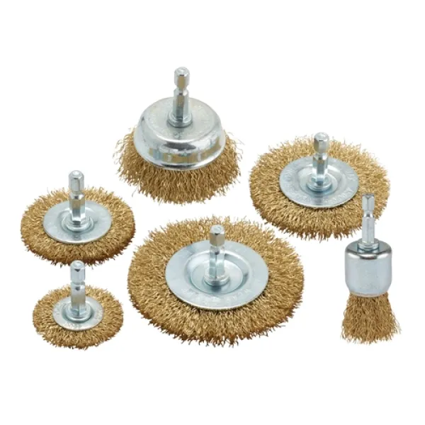 Image of Draper Brassed Steel Crimped Wire Brush Set (6 Piece)