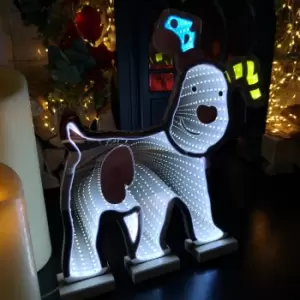 Image of 40cm LED Infinity Snowdog Christmas Decoration with Wooden Base