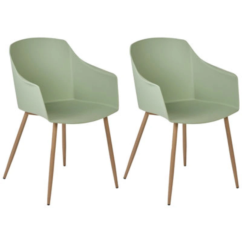 Image of Beliani Set Of 2 Dining Chairs Fonda Ii Light Green