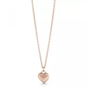 Image of GUESS rose gold plated logo heart pendant necklace.