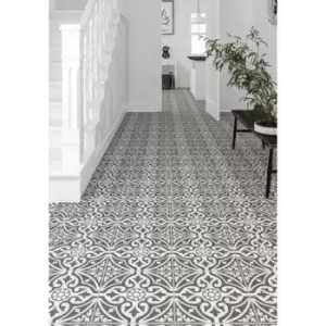 Image of Black Patterned Floor Tile 33 x 33cm - Mayfair