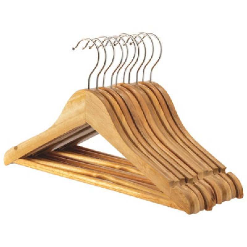 Image of Harbour Housewares Wooden Children's Hangers - Brown - Pack Of 10 - Strong Kids Clothes Coat Wooden Hanger
