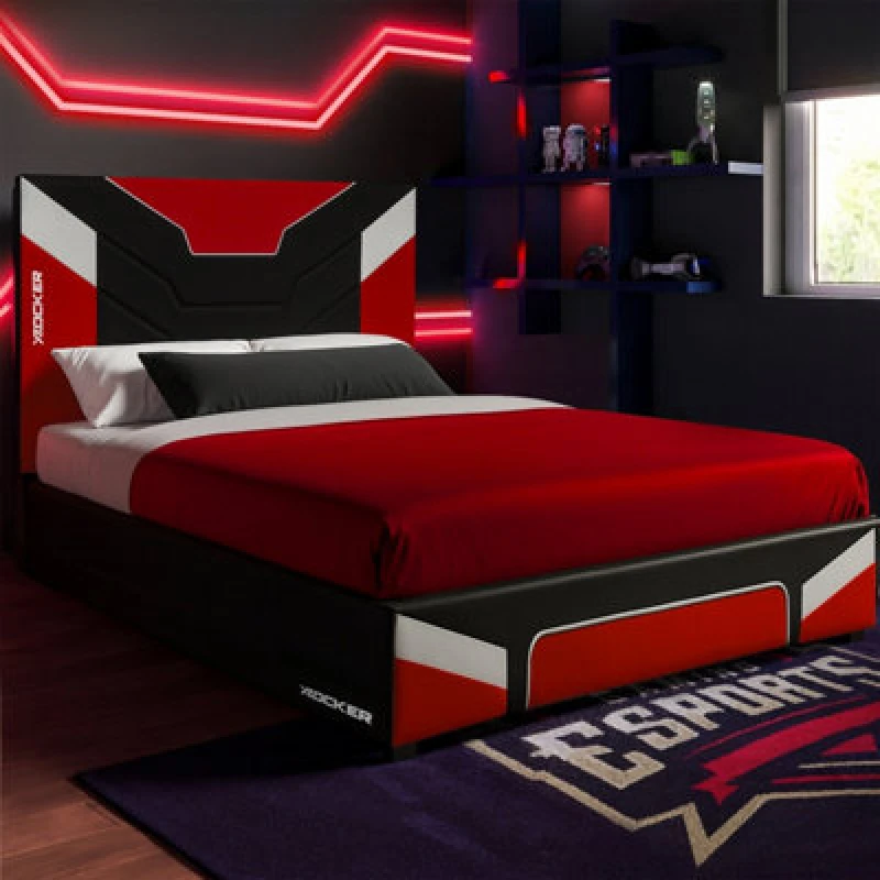Image of X Rocker Cerberus Small Double Gaming Bed In A Box - Red