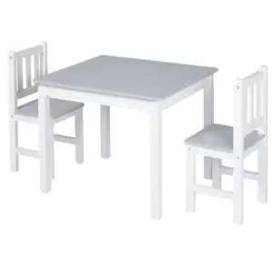 Image of HOMCOM Kids Table and 2 Chairs Set 3 Pieces Toddler Multi Usage Desk Table Grey