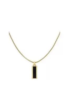Image of Tommy Hilfiger Mens Gold Plated Onyx Stone Necklace