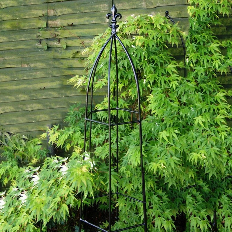 Image of Poppy Forge Gothic 6ft Obelisk - Plant Support - L40.6 x W40.6 x H182.9cm - Black Unisex