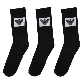 Image of Emporio Armani 3 Pack Logo Sports Socks Black
