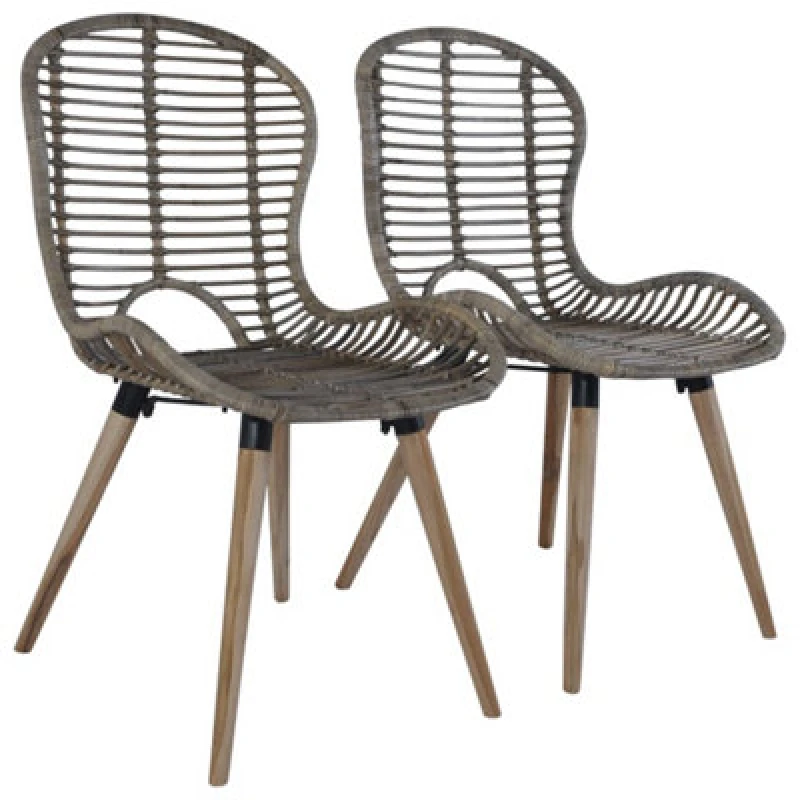 Image of VIDAXL Dining Chairs 2 pcs Brown Natural Rattan Vidaxl 246853