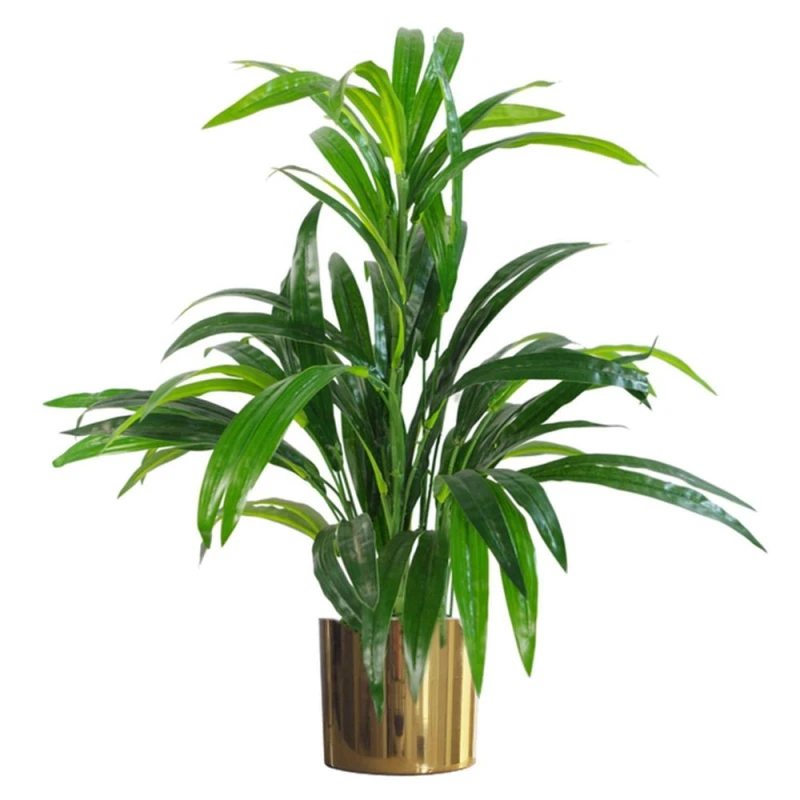 Image of Unbranded 65cm Artificial Large Leaf Bamboo Shrub Plant with Gold Metal Planter