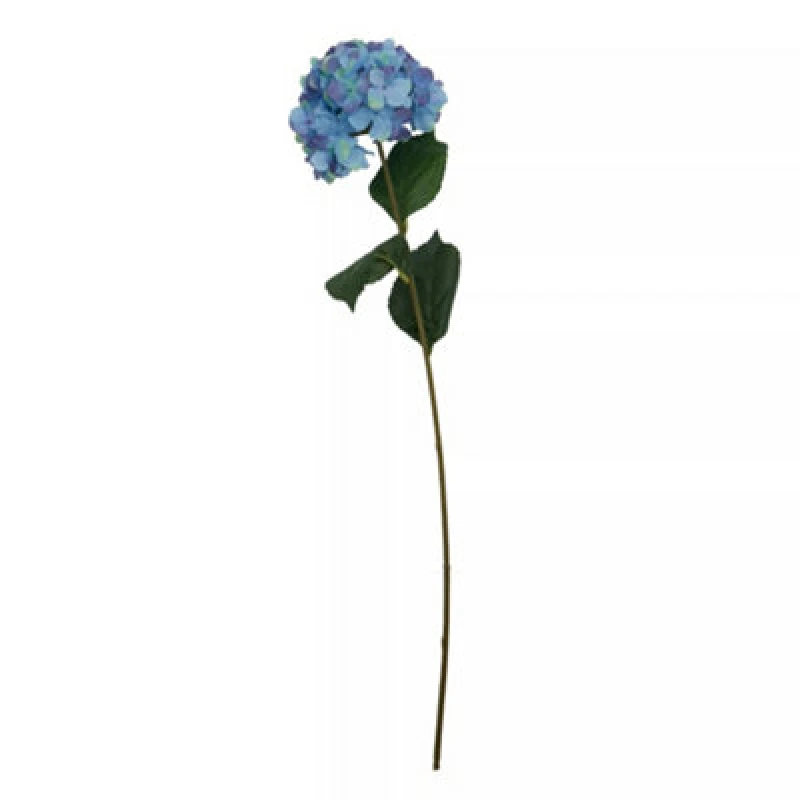 Image of Orsina Hydrangea Stem - 74Cm Blue, Full Faux Bloom With Soft Blue Petals And Realistic Green Leaves, Adds Colour