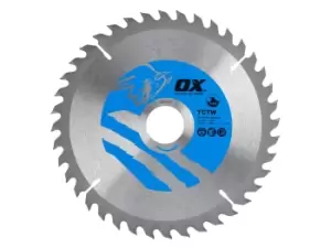Image of OX Tools OX-TCTW-1843040 OX Wood Cutting Circular Saw Blade 184mm x 30 x 40T ATB
