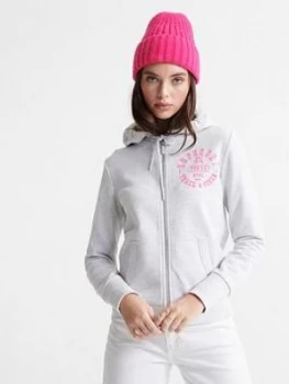 Image of Superdry Track & Field Zip Through Hoodie - Ice, Ice, Size 8, Women
