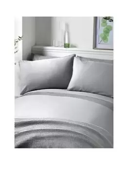 Image of Serene Pom Pom Silver / White Pom Poms Super-King Duvet Cover Set