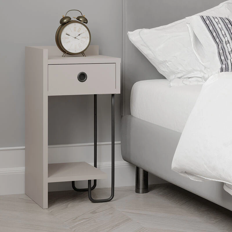 Image of DECORTIE Sirius Modern Bedside Table Left Module Mocha Grey 32cm Width Bedroom Furniture - Mocha Grey - Decortie M.KO.23319.5