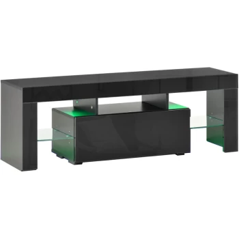 Image of Homcom - High Gloss TV Stand Cabinet W/ LED RGB Lights and Remote Control Black