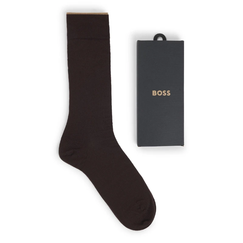 Image of Boss Mens Rs Cashmere Silk Ankle Socks Dark Brown male Mens 12+