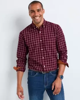 Image of Cotton Traders Mens Long Sleeve Country Shirt in Red