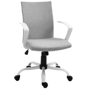 Image of Vinsetto Office Chair Linen Swivel Computer Desk Chair Home Study Task Chair with Wheels, Arm, Adjustable Height, Dark Grey