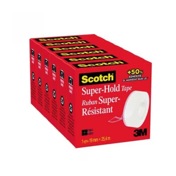 Image of Scotch Super Hold Tape 19mm x 25.4m Pack of 6 7000K6-EU