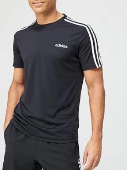 Image of Adidas D2M 3-Stripe T-Shirt - Navy
