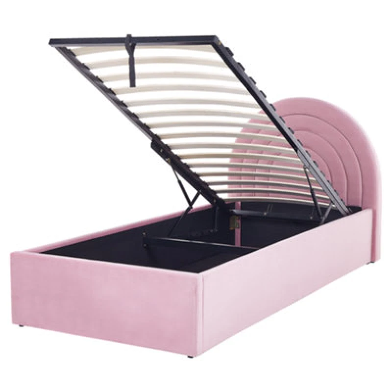 Image of Beliani Kids Ottoman Bed Velvet Anet 90 X 200 Cm (Eu Single) Pink