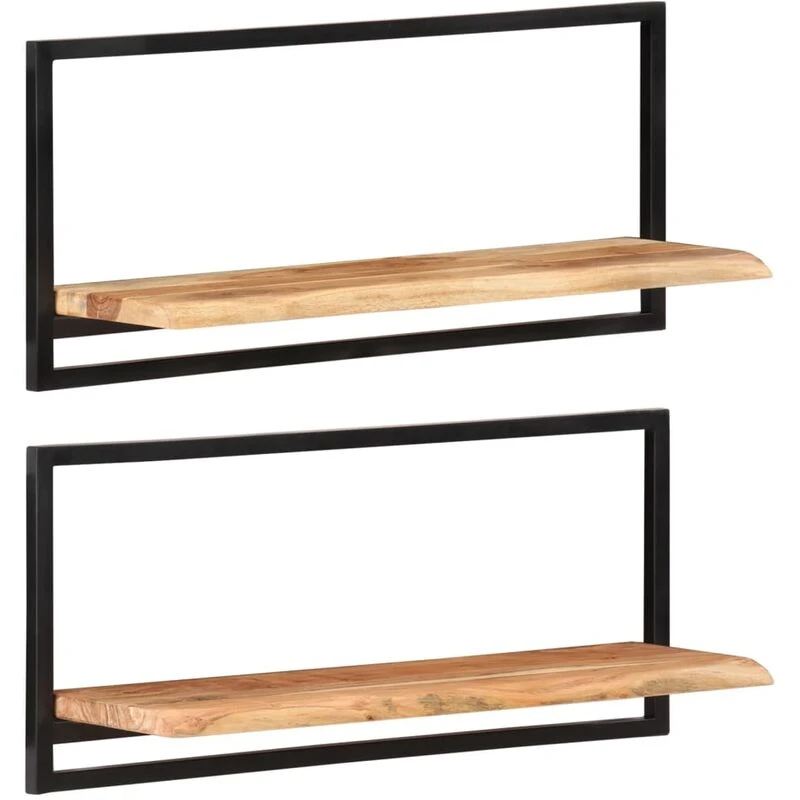 Image of VIDAXL Vidaxl - Wall Shelves 2 pcs 80x25x35cm Solid Wood Acacia and Steel 8720286672150