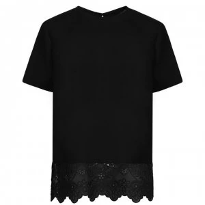 Image of French Connection Lace T Shirt - Black