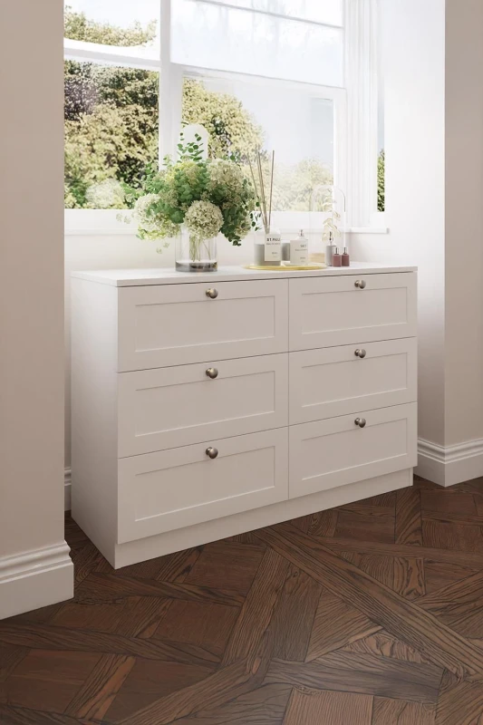 Image of FWStyle FWStyle 6 Drawer Chest Of Drawers Deep Design Modern Panelled Fronts Matt White White One Size Unisex 5056413127303