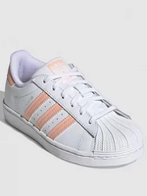 Image of adidas Originals Unisex Kids Superstar C, White/Pink, Size 2