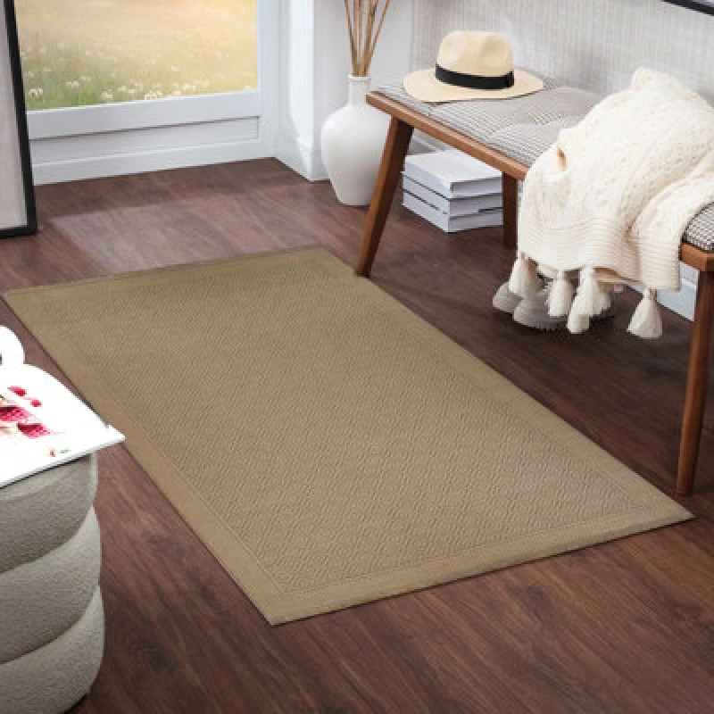 Image of Livabliss Cottage Tan/beige Machine Washable Jute Esha Runner Rug 79 X 152cm - Easy Care, Non Shedding, Ideal For Living Room & Bedroom