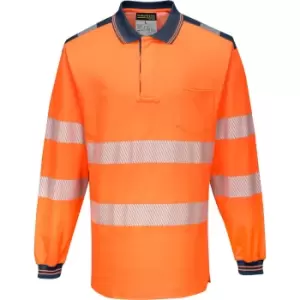 Image of Portwest T184 Hi Vis Polo Shirt Orange / Navy 3XL