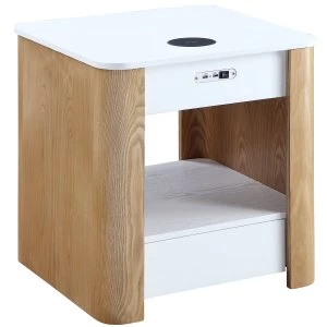 Image of Jual San Francisco Ash/White Smart Bedside Table Wireless Charger & Speaker & Light