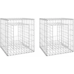 Image of Gabion Basket Posts 2 pcs 50x50x60cm Iron vidaXL - Silver