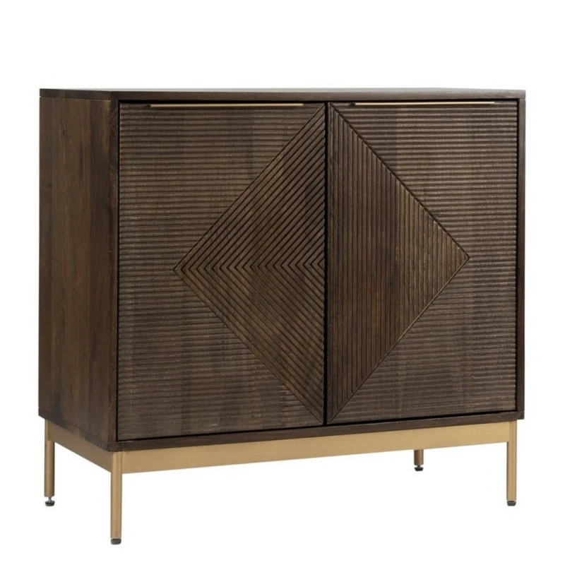 Image of Jaipur Furniture Ltd Zaine Carving Small Sideboard - Mango Wood - L40 x W80 x H76cm - Dark Finish - Assembly Required in Brown Brown Unisex