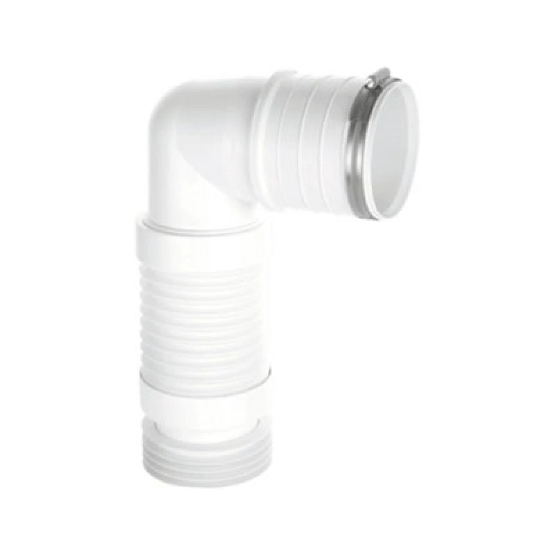 Image of McAlpine WC-CON8F18-S-BTW 97-107mm Inlet 90° Flexible WC Connector for Back to Wall WC Pan for Installation in Vertical Position White