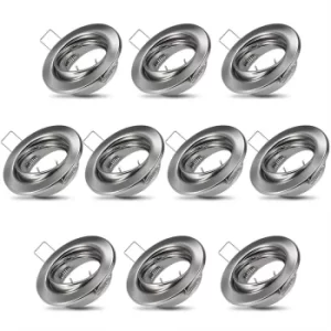 Image of Recessed Light Frames 10x LED Ceiling Spotlights Stainless Steel GU10 Set Holder 10Pcs Set Matt Silver