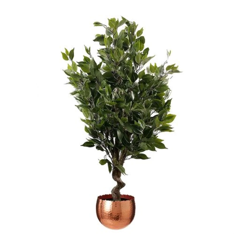 Image of Leaf 110cm Leaf Realistic Artificial Ficus Tree / Plant Copper Curve Planter