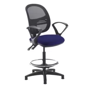 Image of Dams MTO Jota Mesh Back Draughtsmans Chair with Fixed Arms - Slip Grey