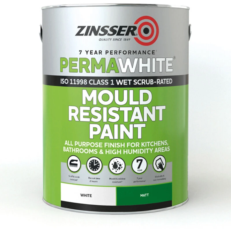 Image of Zinsser Permawhite Interior Matt White 5L, White ZN7070001A1