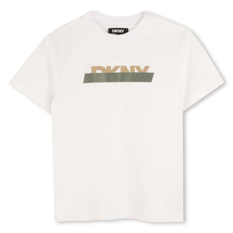 Image of DKNY Kids Logo Short-Sleeve Regular Fit T-Shirt White male 6Y