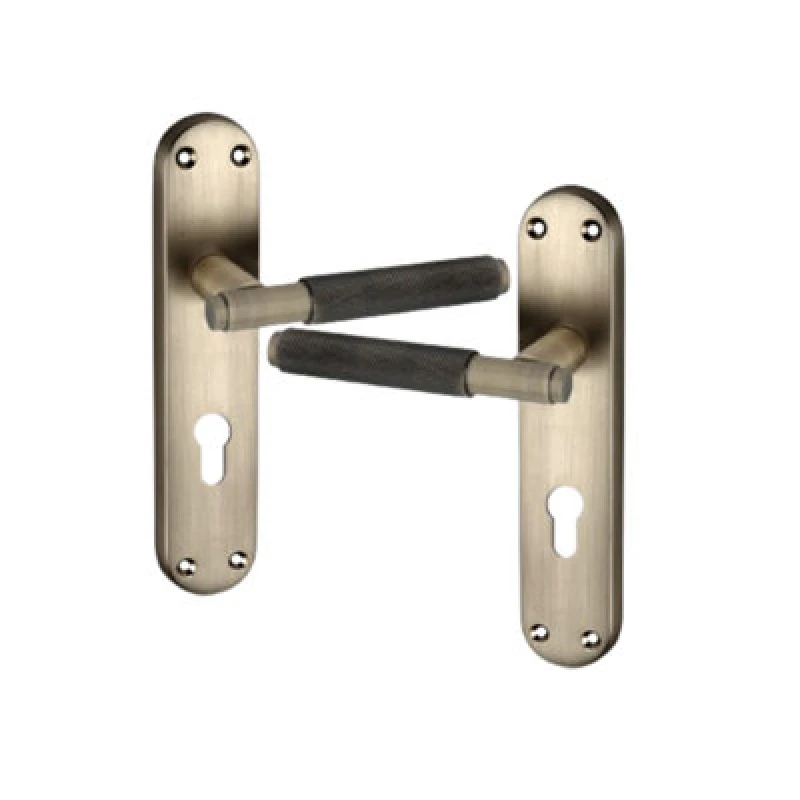 Image of Spira Brass Connaught Knurled Lever On Backplate Euro Matt Antique