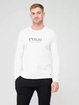 Image of Polo Ralph Lauren Chest Logo Long Sleeve Lounge T-Shirt - White Size M Men