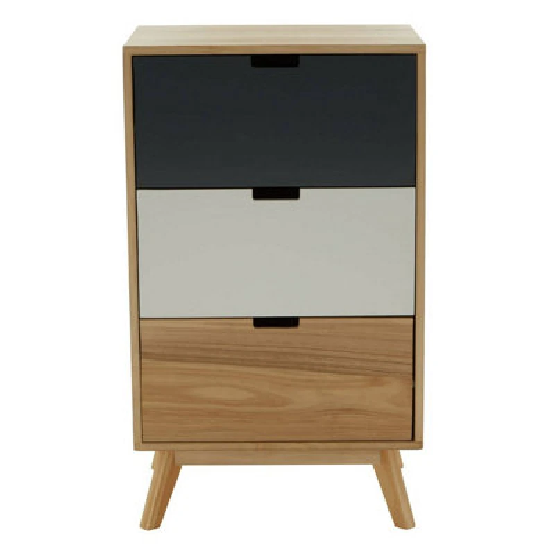 Image of Orsina Versatile Design 3 Drawer Bedside Table, Industrial Design Table For Bedroom, Everyday Use Lounge Table